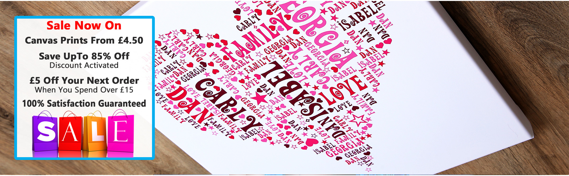 Word Art Canvas Collage & Free Delivery On Orders Over &pound;10